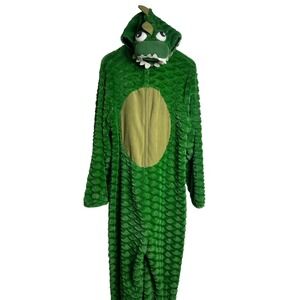 Briefly Stated Green Dinosaur Union Suit Adult Large Jumpsuit Halloween Costume
